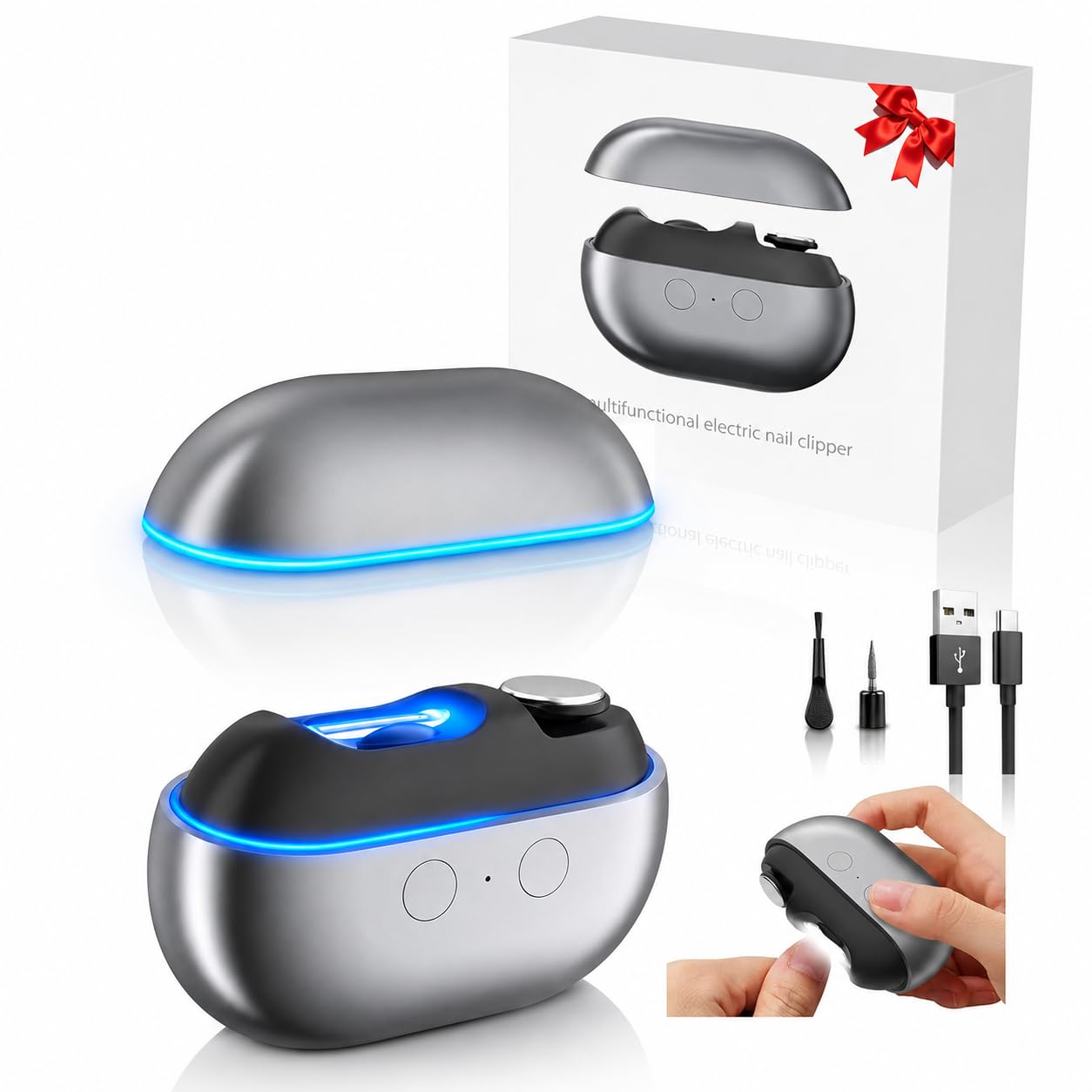 Electric-Nail-Clipper-Electric Nail Trimmer for Seniors-2026 Smart Automatic fingernail Clipper 4 in 1 with Light &Nail Scraps-Nail Clipper/Grinder for All Ages-Quiet Care-Gifts M18-image-13