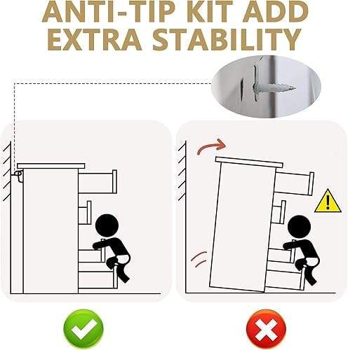 Miniatura 6 de Cómoda rústica de madera rústica con 5 cajones para dormitorio, organizador de aparadores altos con asas de metal, 5 cajones para sala de estar,