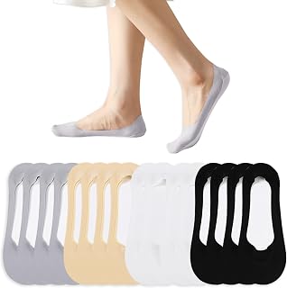 No Show Socks Women, 8 Pairs Ultra Low Cut Liner Socks for Women Invisible Thin Non Slip Socks Ankle Socks One Size Breathable Cotton Socks for Sports Shoes Flats High Heels
