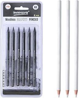 MiSevteen 6pcs Charcoal Pencils for Drawing and 3pcs Eraser Pen Charcoal Pencils Sketching Set Woodless Graphite Pencils Professional Sketch Pencils for Drawing Beginners Artists Children