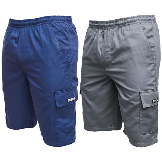 Kit 2 Bermudas Short Brim Cargo Sarja Reforçada Elástico Cordão 5 Bolsos Masculino Adulto Uniforme