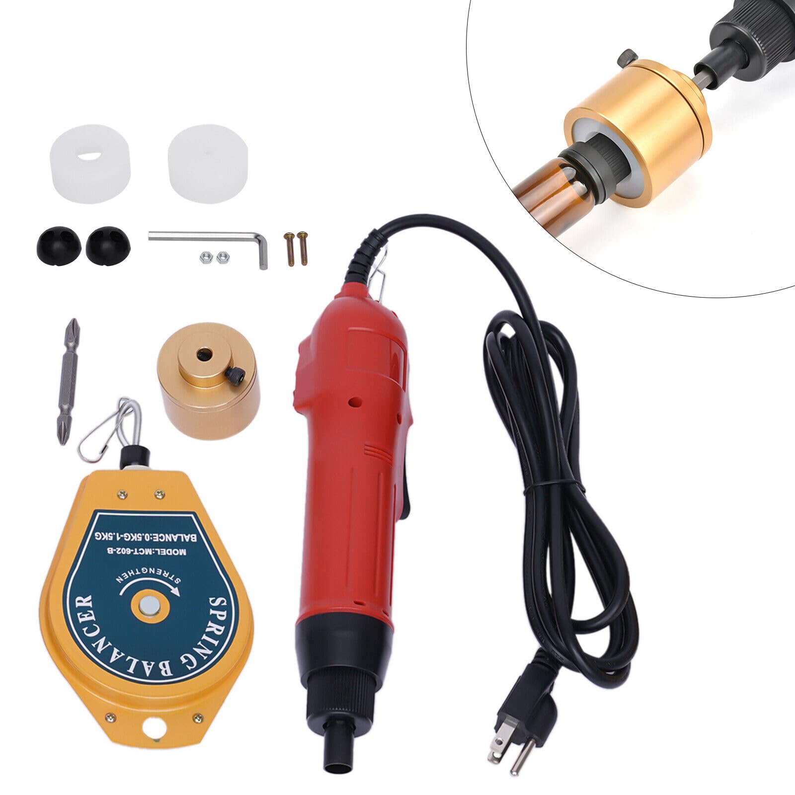 Machine de capsulage électrique manuelle Machine de capsulage de bouteille Machine de capsulage de bouteilles Machine à capsuler pour bouchons ronds en plastique de 10-30 mm - Modèle Os-600 - 80 W,