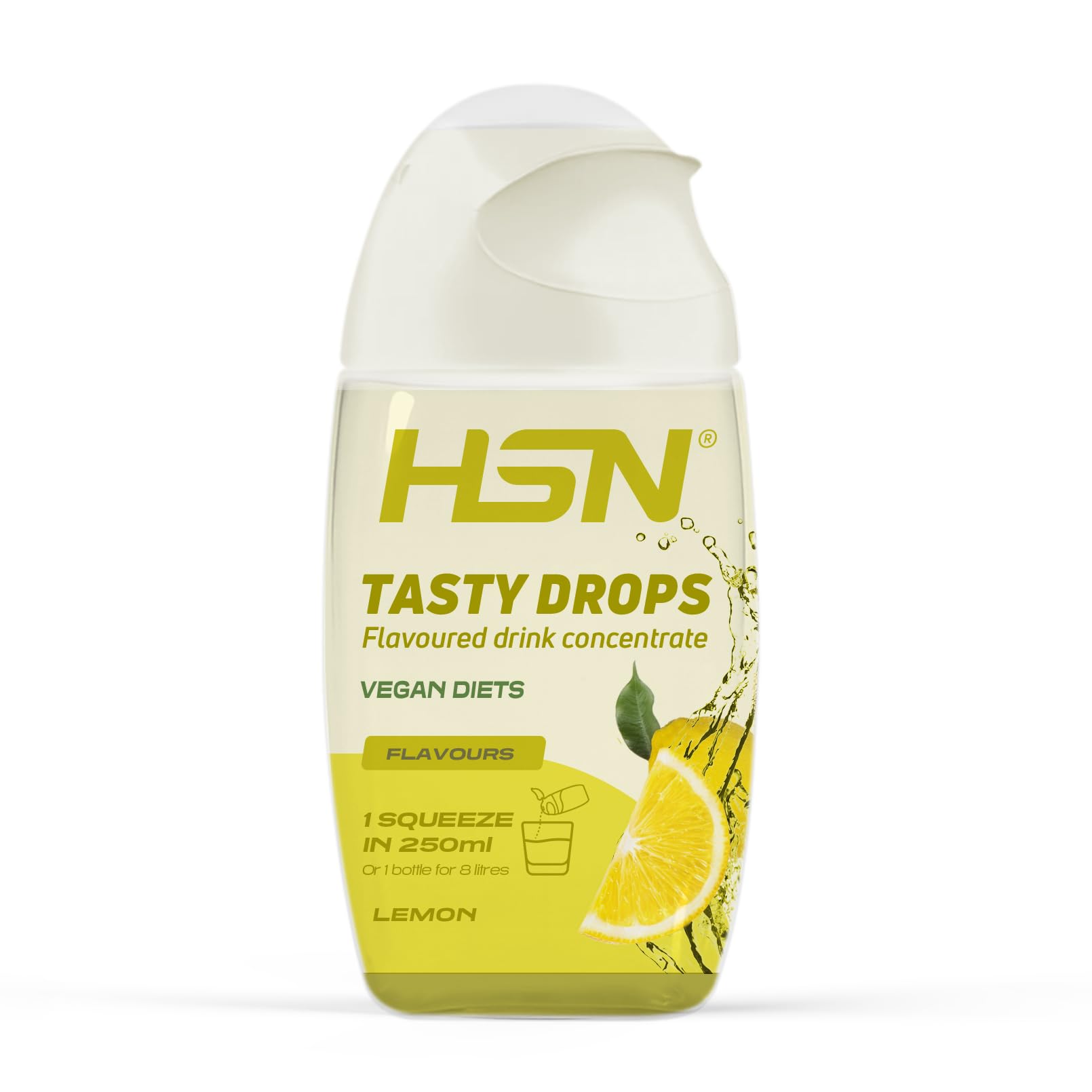 HSN Tasty Drops Saborizante Líquido Sin Calorías para Agua | Sabor Limón - 65ml (hasta 8 litros) | Gotas Saborizantes Sin Azúcar | Potenciador de Bebidas | Apto Vegano, Sin Gluten
