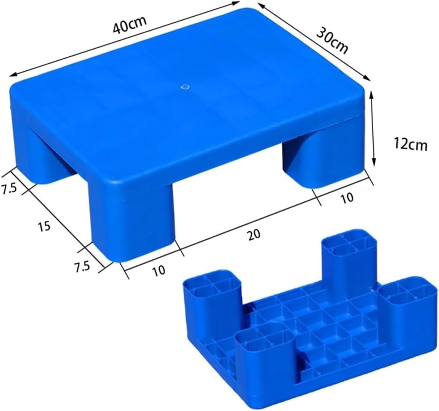 Lightweight Plastic Pallet, Moisture-Proof Nestable Shipping Pads for Warehouses, Factories & Kitchens - Durable Storage Solution (40x30x12cm)