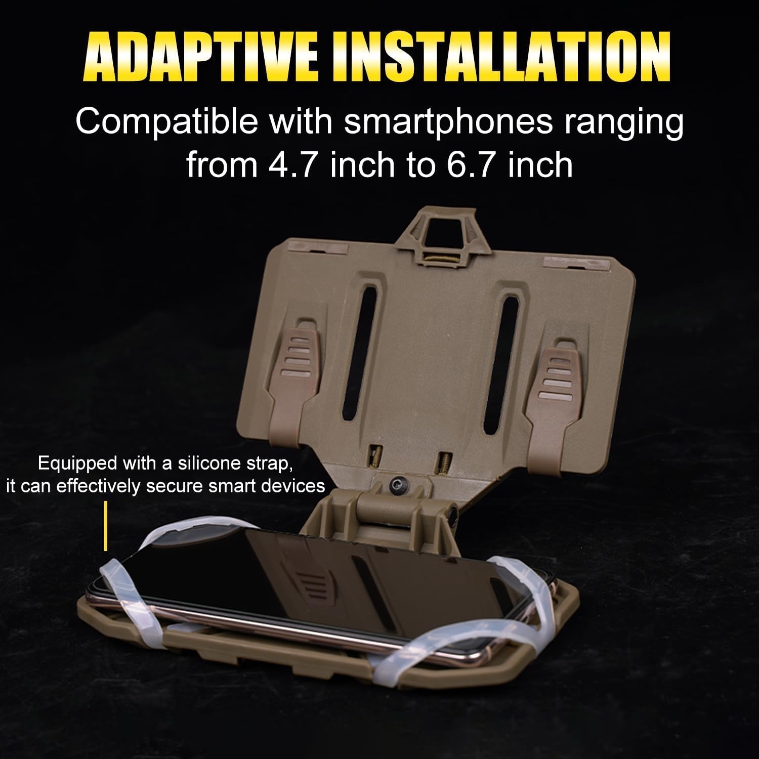 Zhongren Tactical Plate Carrier Vest Attachments Universal Phone Chest Mount for Screen Size 4.7"-6.7" Molle Foldable Navigation Phone Holder Board