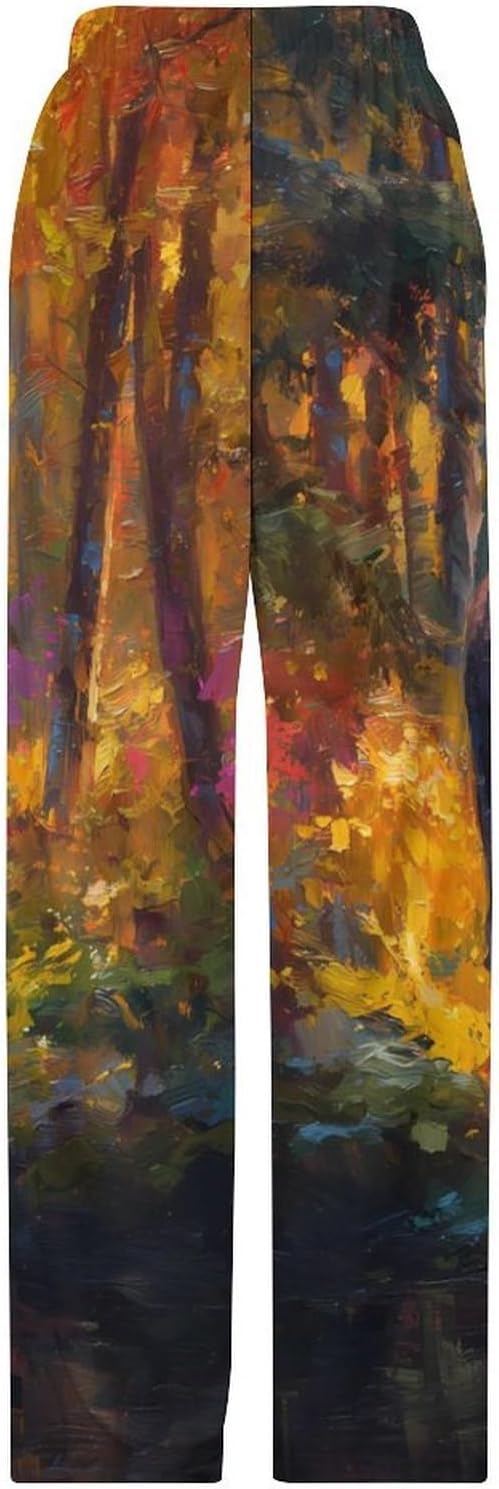 Moose Forests Autumn Stream Womens Pajama Pants Mens Pj Bottoms with Pockets Lounge Yoga Pant