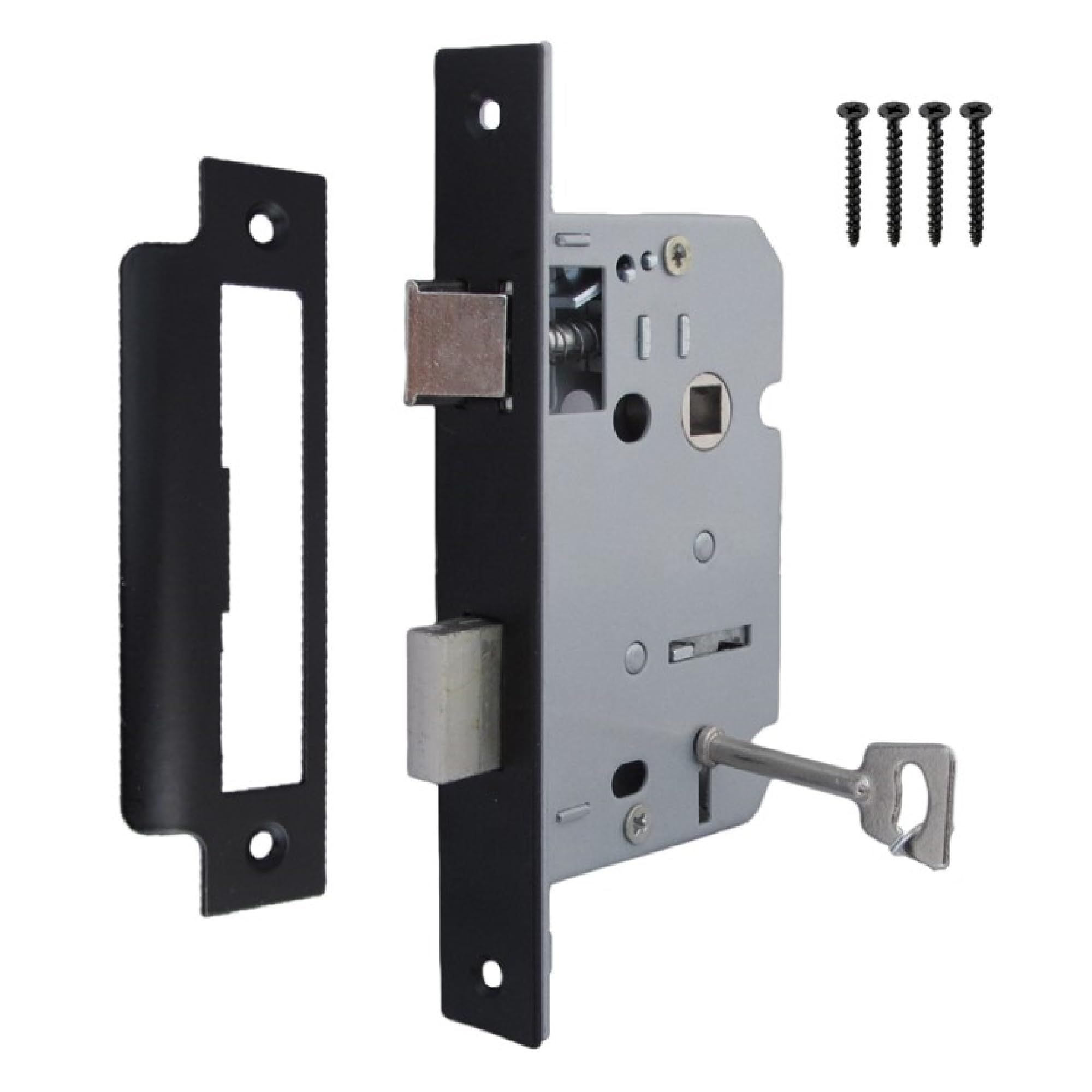 B&Q -  3 Lever Mortice Matt Black Sash Lock Key 2.5" 64mm Bolt Through Reversable Bathroom Handle Locks