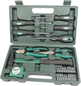 Brüder Mannesmann Green Line Werkzeugkoffer 31-tlg., kompaktes Set für Heimwerker, Haushalt und DIY-Projekte, ideal für Reparaturen und Montage | M29031