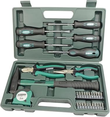 Brüder Mannesmann Green Line Werkzeugkoffer 31-tlg., kompaktes Set für Heimwerker, Haushalt und DIY-Projekte, ideal für Reparaturen und Montage | M29031
