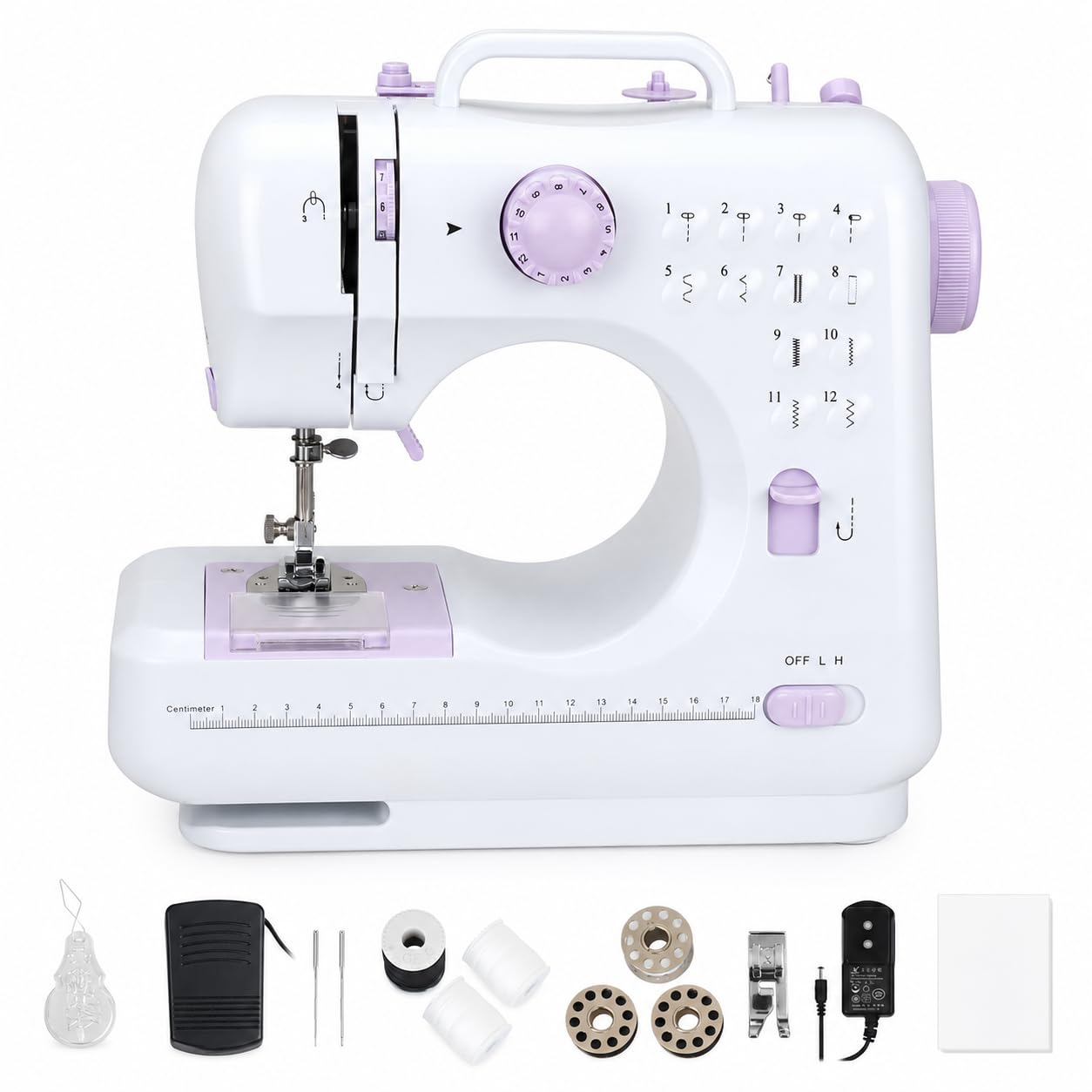 Mini machine à coudre pour débutants, 12 points, ménage, double fil, machine à coudre multifonctionnelle pour enfants, EU 220 V