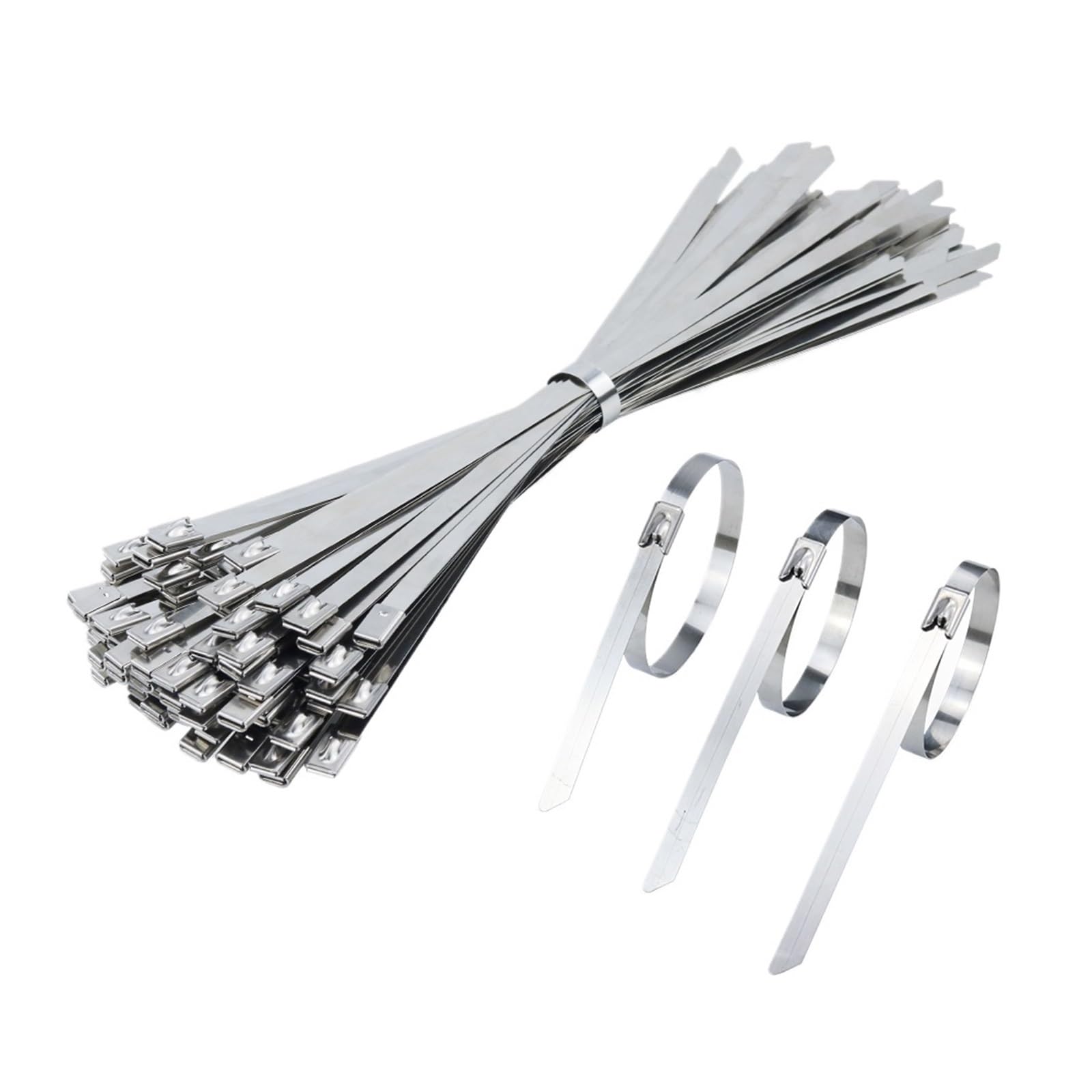 Fascette per cavi 100 pezzi fascette stringicavo in acciaio inossidabile 304 larghezza 7,9 mm fascette stringicavo in metallo multiuso autobloccanti pesanti 100/200/300/500/550 mm(7.9mm x 350mm)
