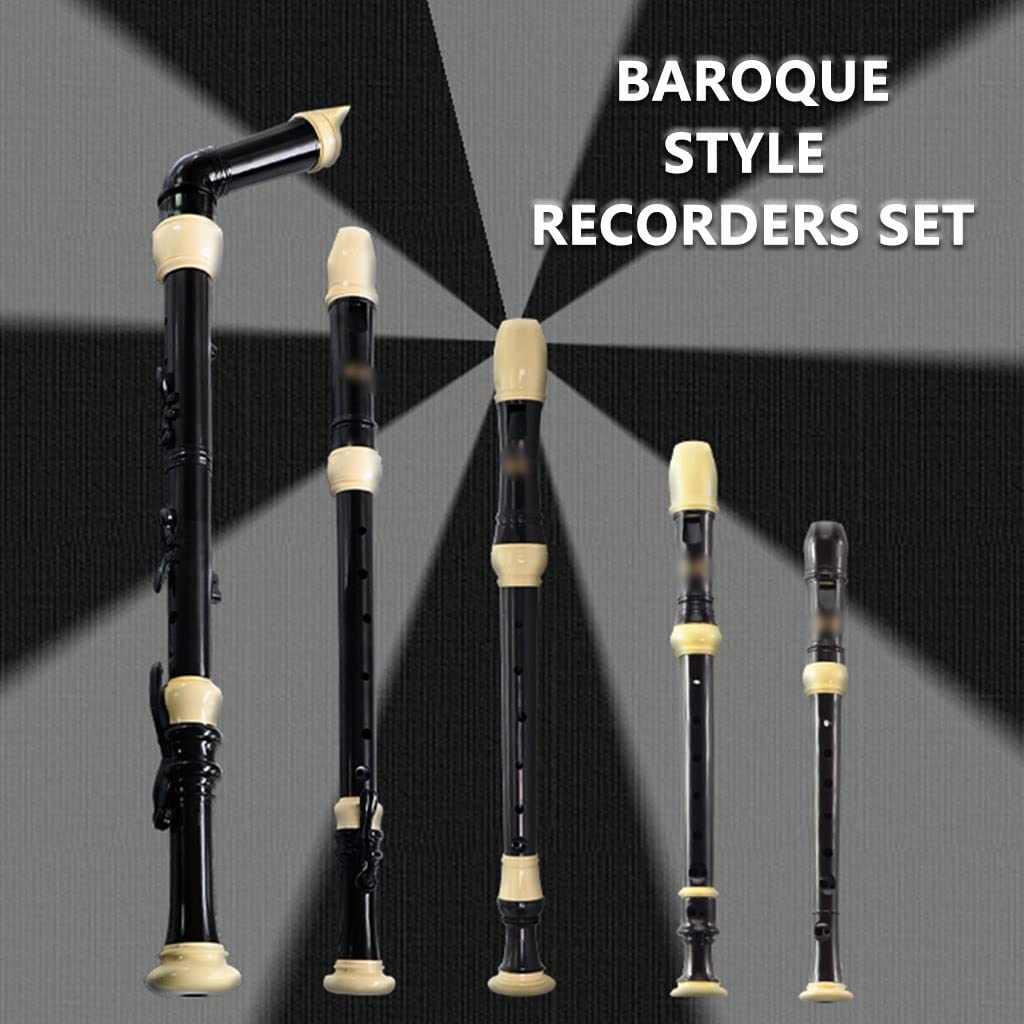 Professionelles Blockflöten-Set im Barock-Stil, 8-Loch-Blasinstrument mit Tasche, Schlüsselband und Reinigungsstab