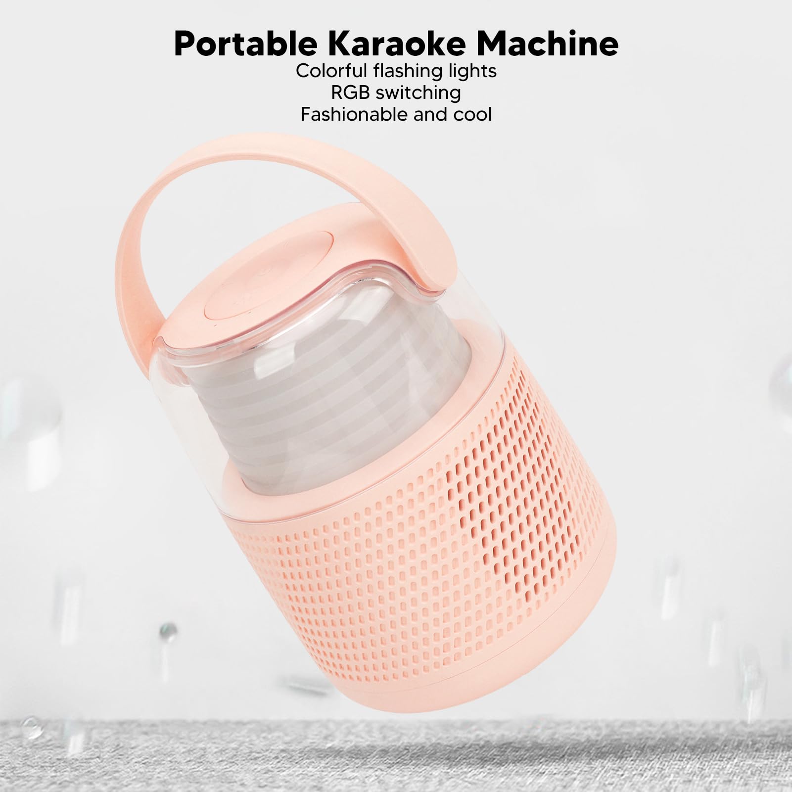 Zestaw Głośników z Mikrofonem, Wielofunkcyjny Mini Sprzęt do Karaoke, Przenośna Stabilna Transmisja dla Dzieci Podróżujących (Różowy)