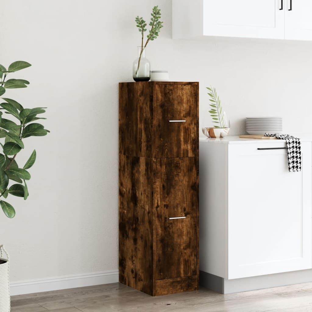 Armadietto da farmacista, in legno di rovere affumicato, 30 x 41 x 118 cm, con 3 cassetti, spazio per riporre oggetti e guide in metallo di alta qualità, per soggiorno, ufficio, cucina