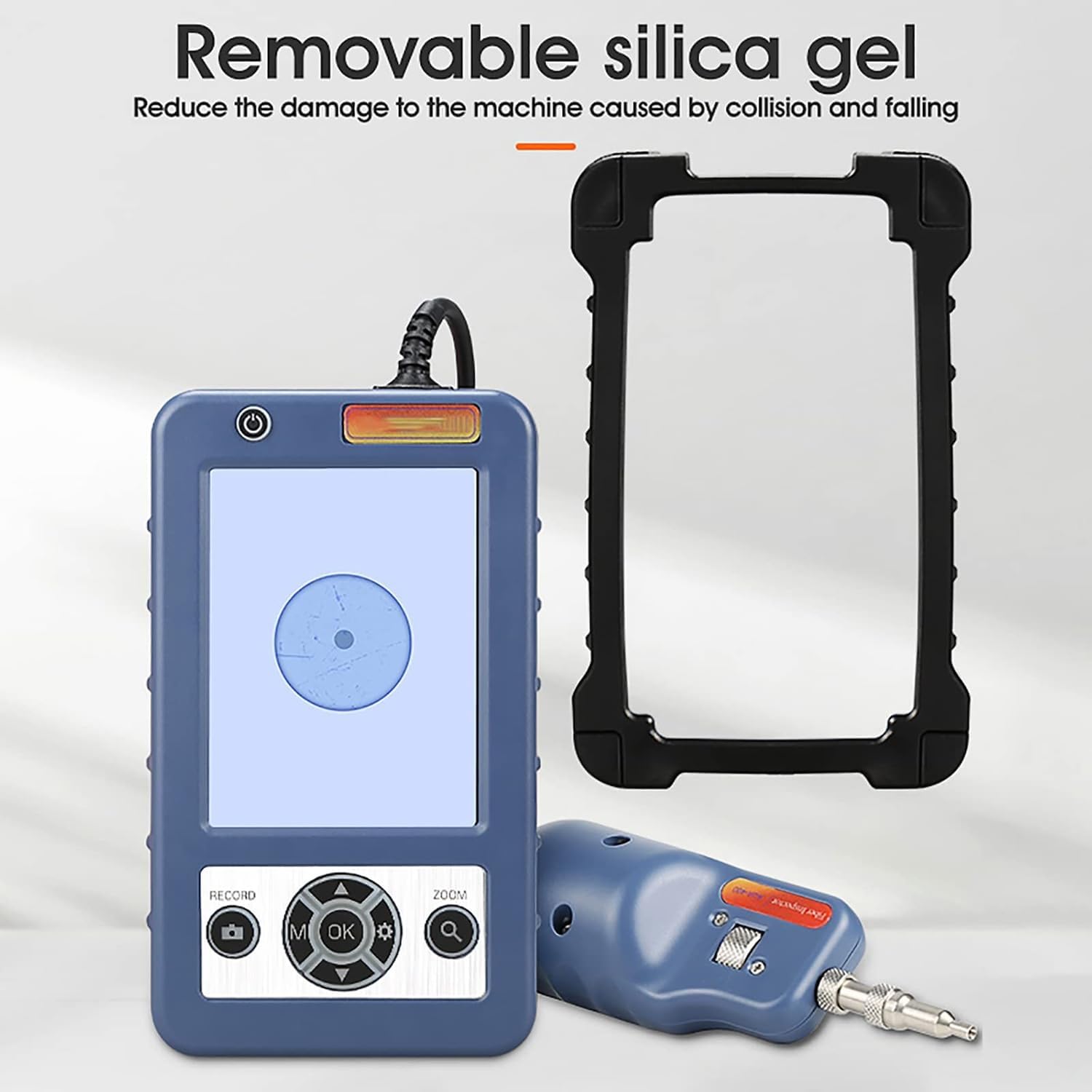 Kit de microscopio de inspección de fibra óptica con monitor de pantalla para análisis de conectores