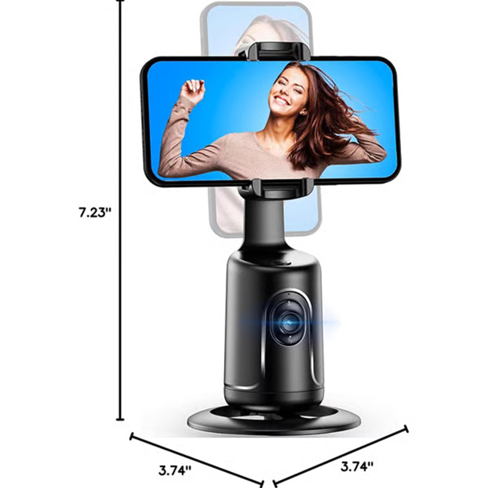 Smart AI Facial Recognition Phone Tripod, Auto Face Tracking & 360° Rotating Tripods Selfie Stick, Smart Tracking Gimbal Tripod with Remote for Video Recording Vlogging Selfie (Black)