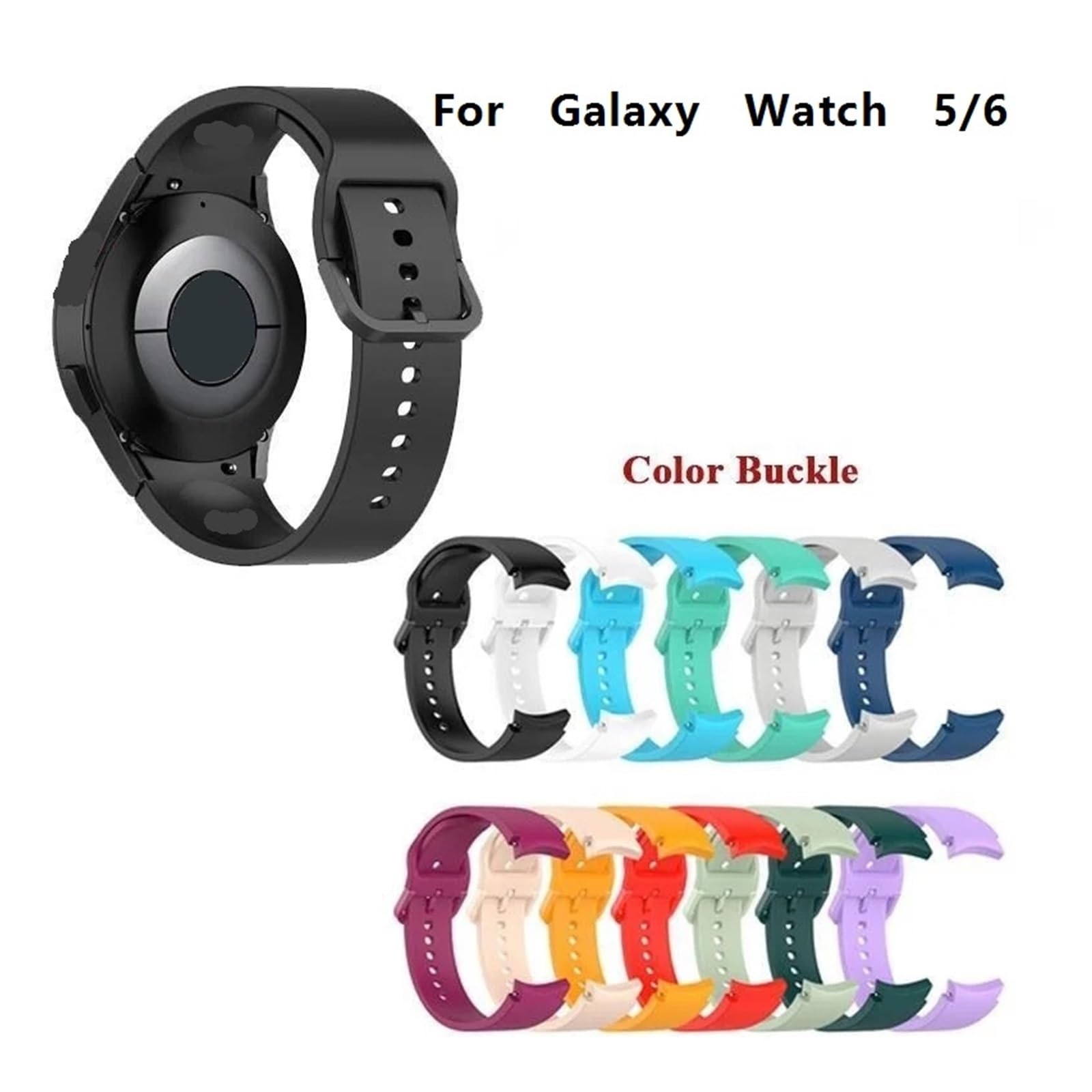 Lot de 6 bracelets de sport en silicone souple pour Galaxy Watch 4 5 6 40 mm 44 mm 43 mm 47 mm Watch 6 Classic 43/47 mm