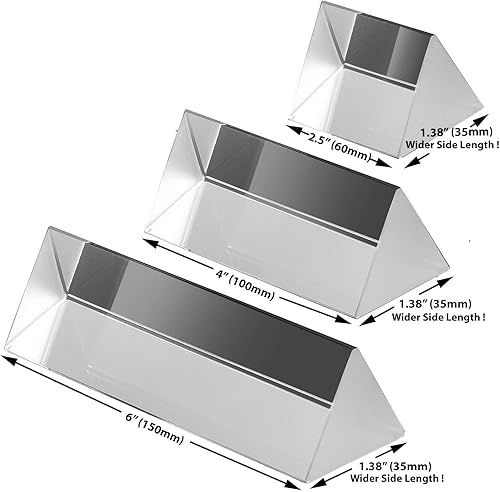 Miniatura 8 de Prisma triangular de vidrio óptico Amlong Crystal de 4pulgadas para la enseñanza del espectro de luz 100 mm