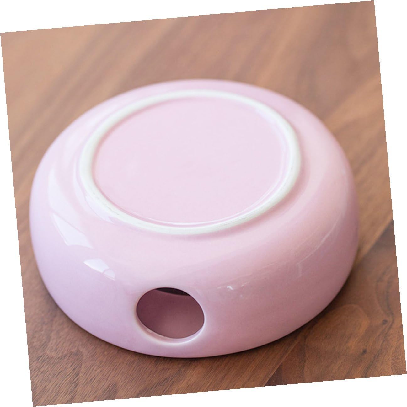 Ceramic Tea Heater Warmer for Teapots Compact Pink Porcelain Base with Stable Performance Multi-use Desktop Decoration and Clean Heating Stove for Home and Office