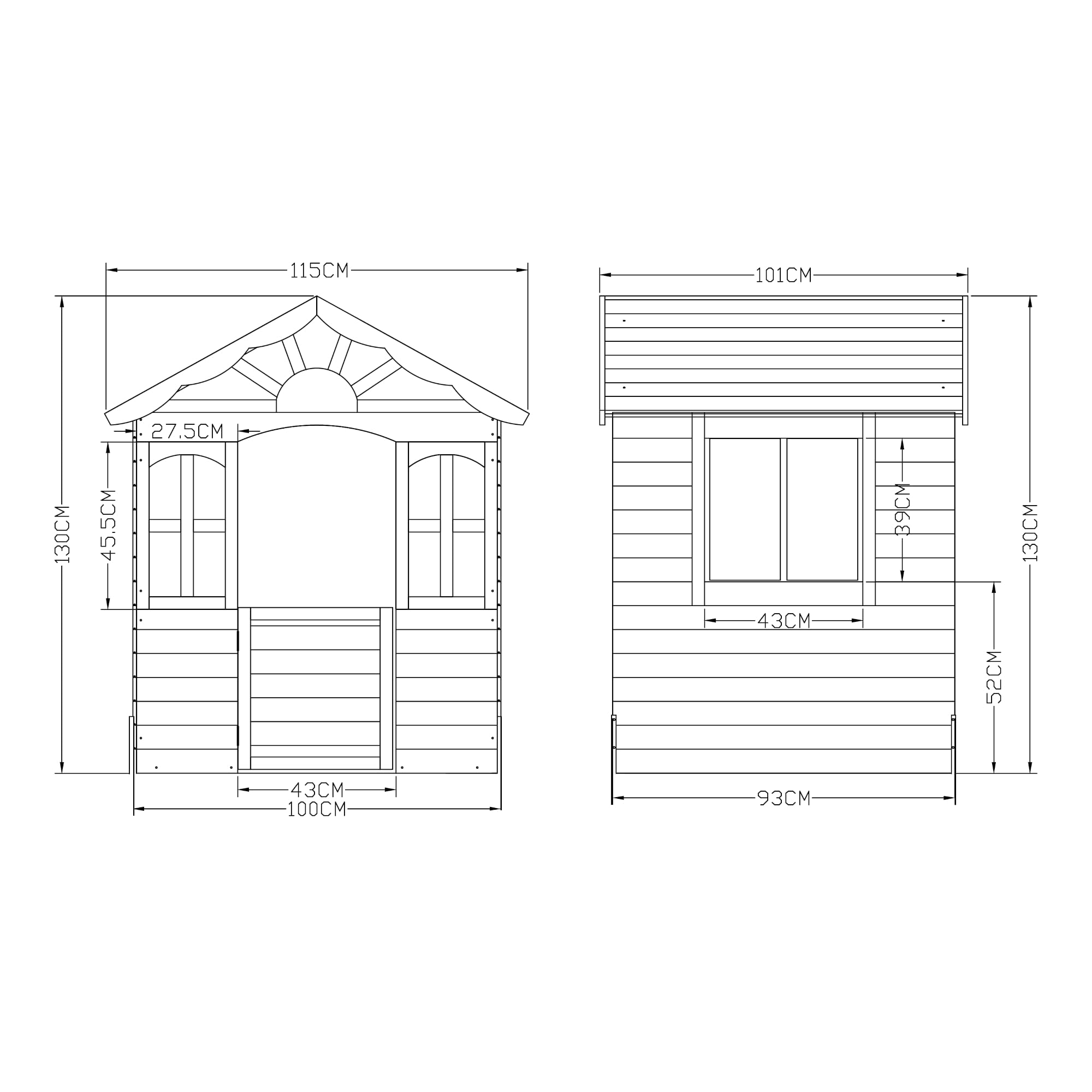 Casa de Juegos Lulä con Contraventanas Casita de Madera para Exterior 131x115x101 cm