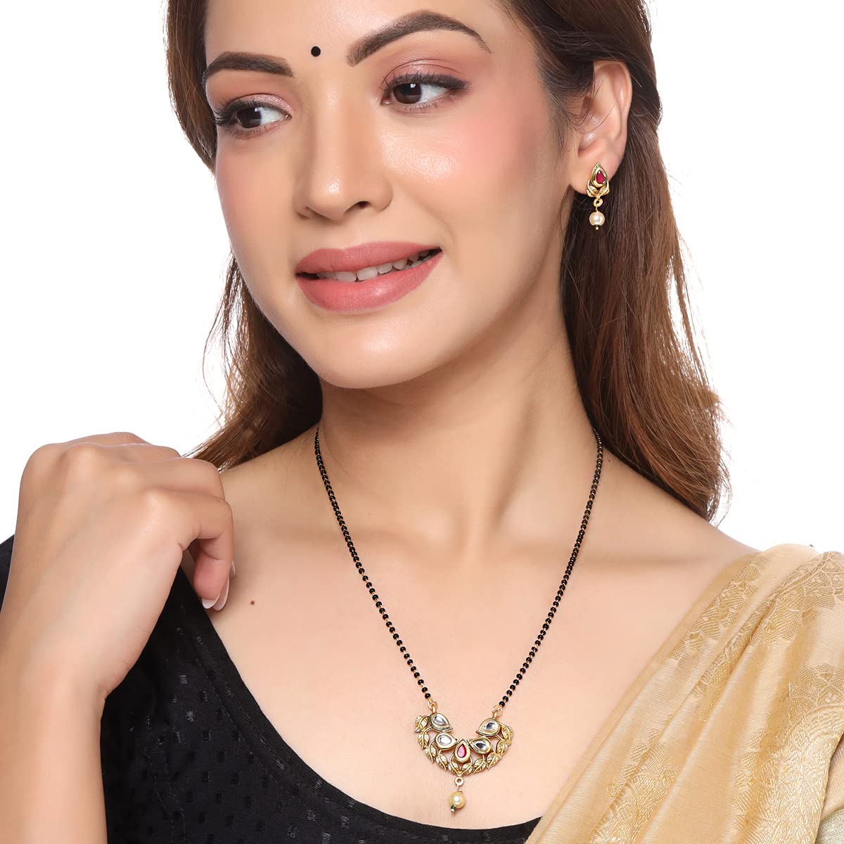 Traditional Beads Plated Nallapusalu Chains, Elegant Design