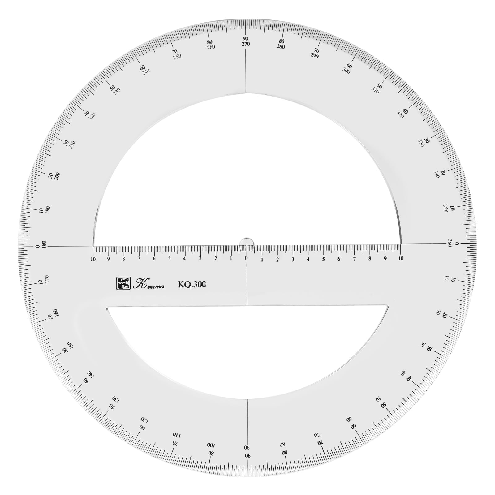 tooloflife Rapporteur à cercle complet 360, 30 cm en plastique, outil de mesure de mathématique, rapporteur rond à angle moyen complet