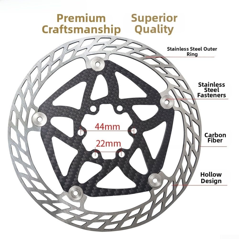 Freno de disco de fibra de carbono para bicicleta de 140 mm, 160 mm, 180 mm, disco de freno flotante de acero inoxidable para bicicleta de carretera de montaña, montaje ultraligero de 6