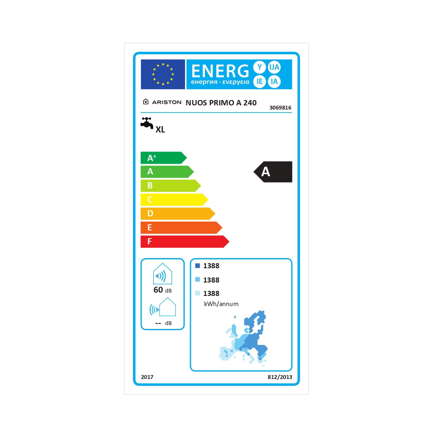 Ariston Nuos Primo, Chauffe-Eau Thermodynamique 250 Litres, Air Ambiant, 65% d’Economies d’Energie [Classe énergétique A]