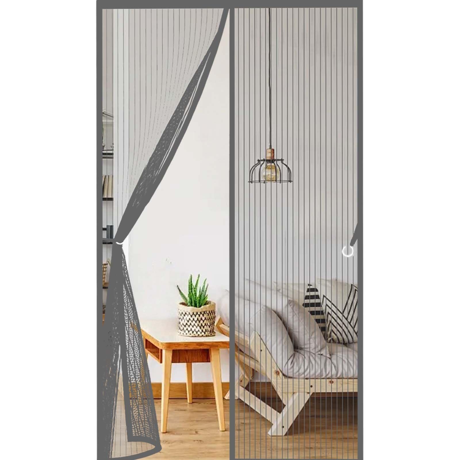 Fly Screens for Doors 115 x 255 cm Durable, Keeps Bugs Out, Kid and Pet Friendly Heavy Duty Mesh Bug Curtain Lets Fresh Air in, Hundreds of Sizes, Grey