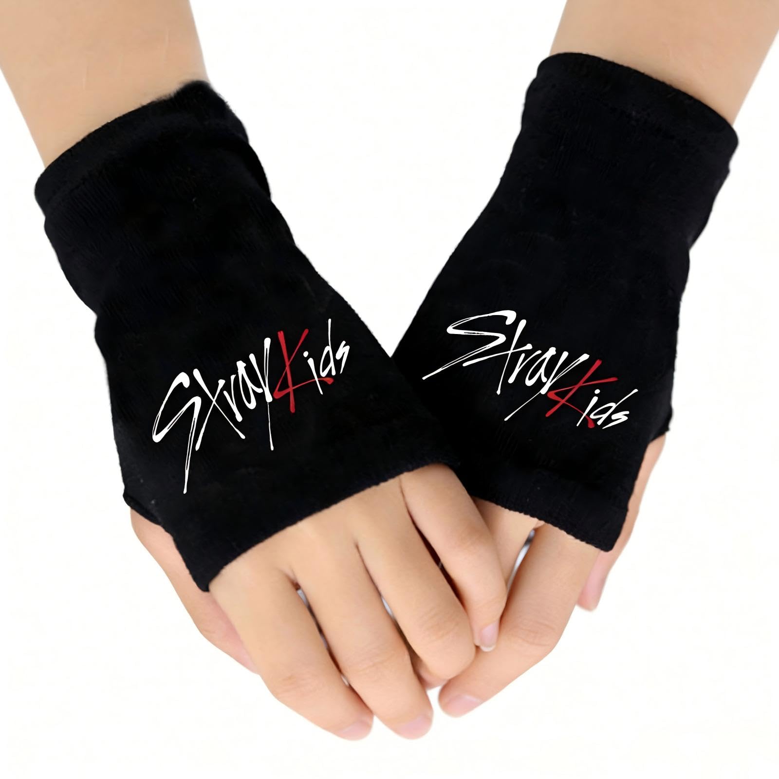 GDQQOYWQT Kpop Stray Kids Fingerless Gloves,Fingerless Gloves Kids,Knit Hip Hop Gloves,Straykids Merch for Boys Girls Knit Touchscreen Gloves Winter Gift for Stay