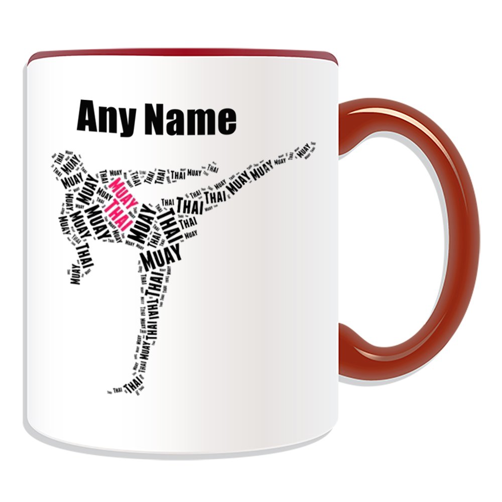 UNIGIFT Personalised Gift - Muay Thai Boxing Kick Symbol Mug (Martial Arts Design Theme, Colour Options) - Any Name/Message on Your Unique - Kung Fu Kungfu Thailand Indochinese Kickboxing Black