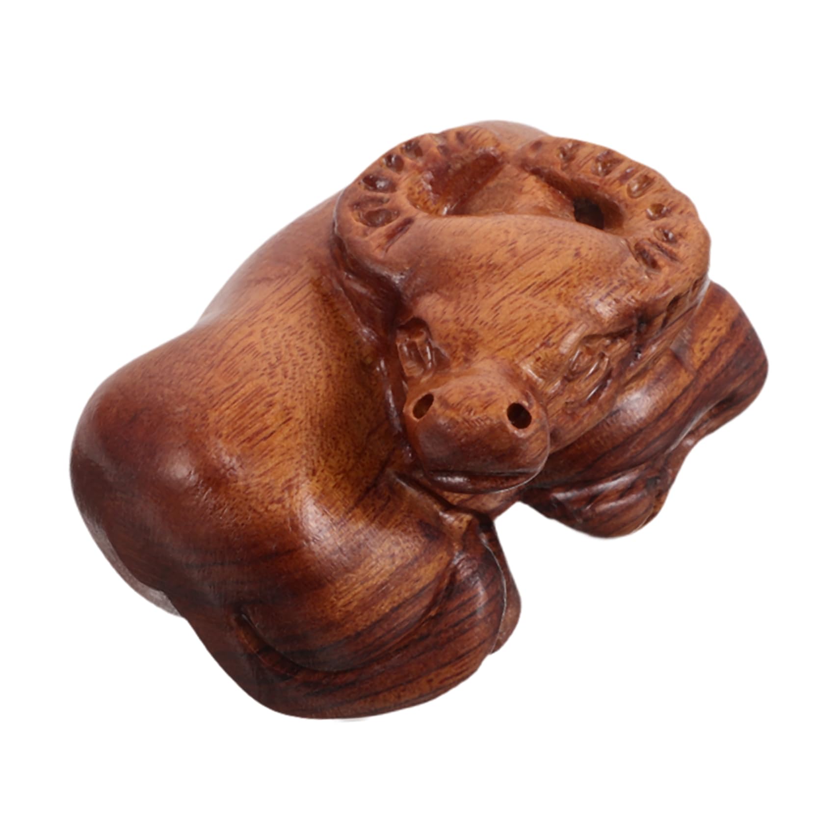 Gatuida Hand-carved Collectible Car Figurine Sculpture Wooden Rustic Bull Ox and Symbolizing Good Prosperity Elegant Small Wooden Bull Statue for Offices Ornament Home Decor