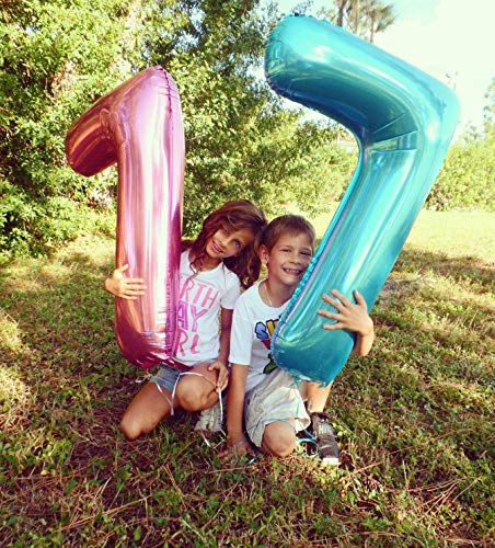 Image of Number 7 Balloon, 7th Birthday Party Decorations Sign for Girls, Pink, 40 Inch