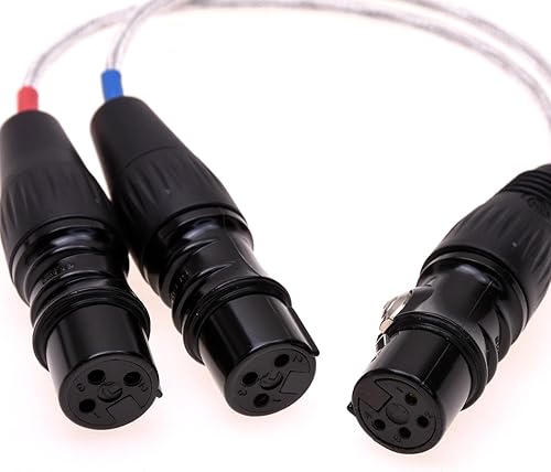 20CM Dual 3Pin XLR hembra a 4Pin XLR hembra equilibrado audio auricular adaptador cable