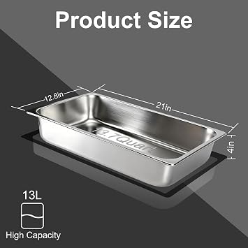 Hotel Pans with Lids 2 Pack 1/1 Size 4 Deep | 1.2mm Thick Hotel Pans Full Size, Steam Table Pan for Catering Buffet Chafing Dish Pan,20.87x12.8x4