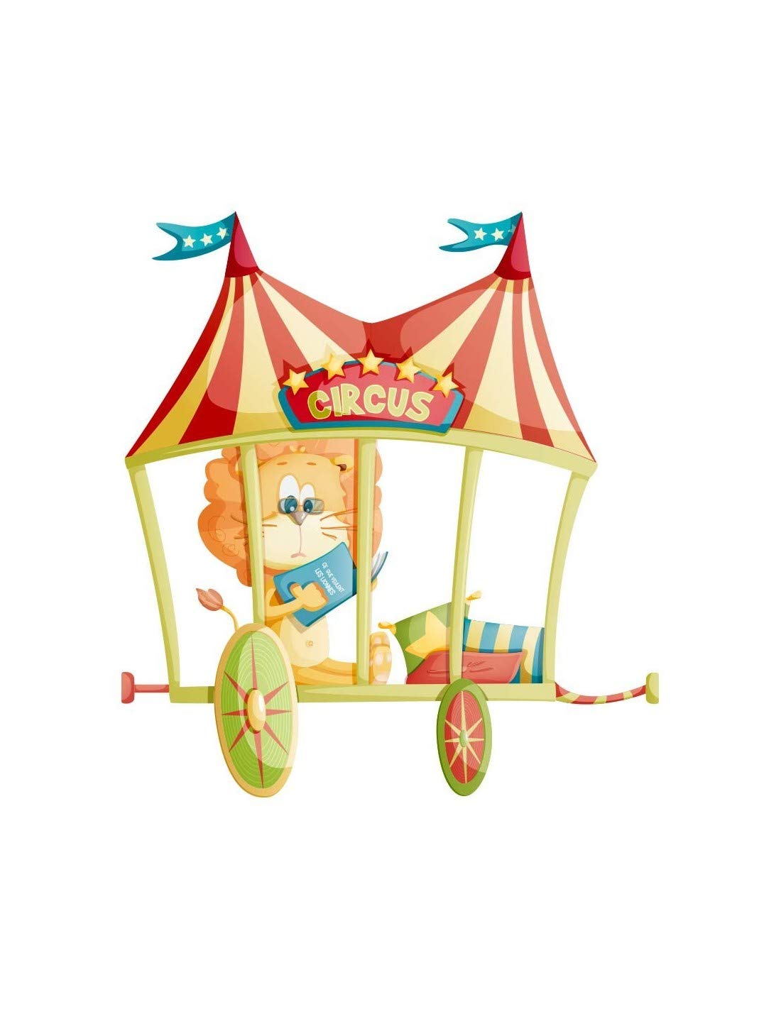 Sticker cirque lion chapiteau 64x71 cm pour relooker une chambre d'enfant sans peindre