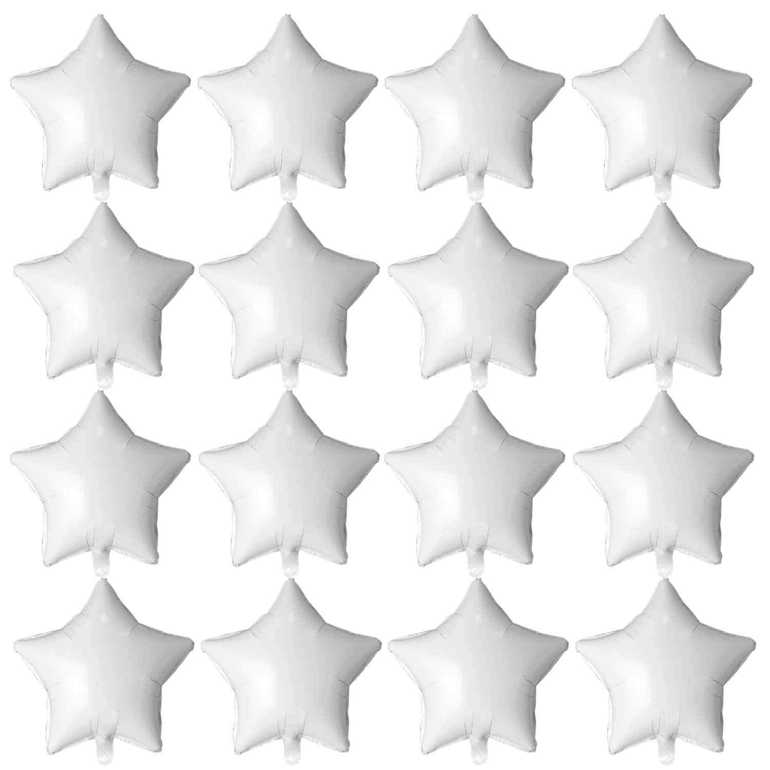 18" White Star Mylar Balloons Foil Helium Balloons for Wedding Baby Shower Birthday Party Decorations, Pack of 20