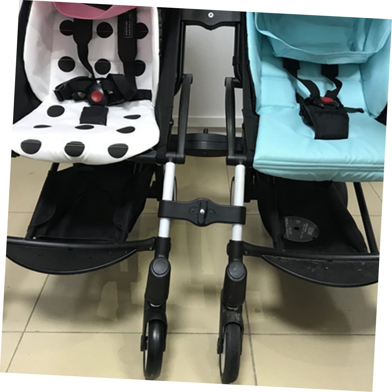 Connettore per Passeggino per Gemelli, Regolabile, in Pp, 3 Pezzi, Nero, Facile da Usare per Unire 2 Passeggini