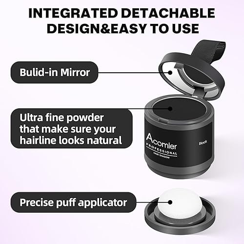 Miniatura 54 de Acomler Polvo para cubrir raíces para adelgazamiento, cabello gris, marrón oscuro para sombra de línea de cabello, cejas, línea de barba, puntos