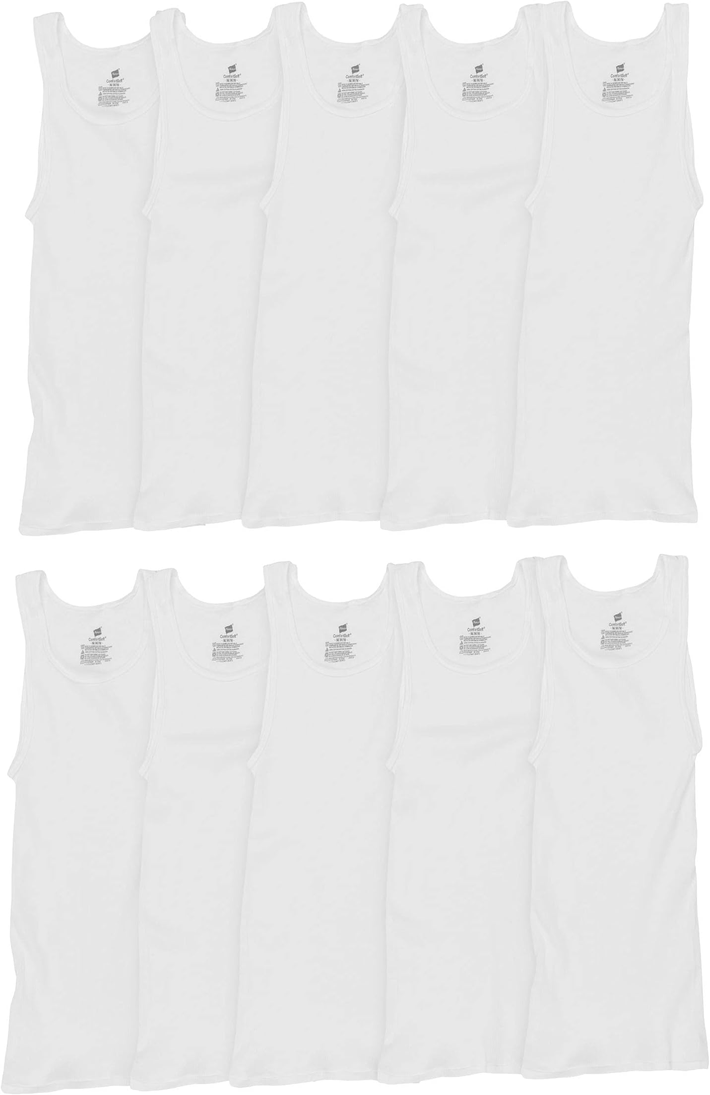 Hanes Men's White Tank Undershirt Super Value 10-Pack, Best Cotton Tank Tops, Stay-Tucked White Tank Undershirt Super Value 10-Pack, Best Cotton Tank Tops, Stay-Tucked (Pack of 10)