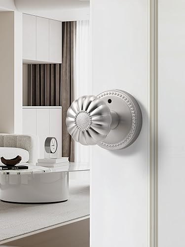 Miniatura 3 de Perillas de puerta de níquel cepillado para privacidad interior, pomo de puerta plateado con cerradura, pomos de puerta de níquel satinado para