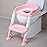 EGREE Potty Training Toilet Chair Seat with Step Stool Ladder for Kids and Toddler Boys Girls - Foldable Height Adjustable Children Toilet Training Seat with Safe Handles & Anti-Slip Pads, White-Pink