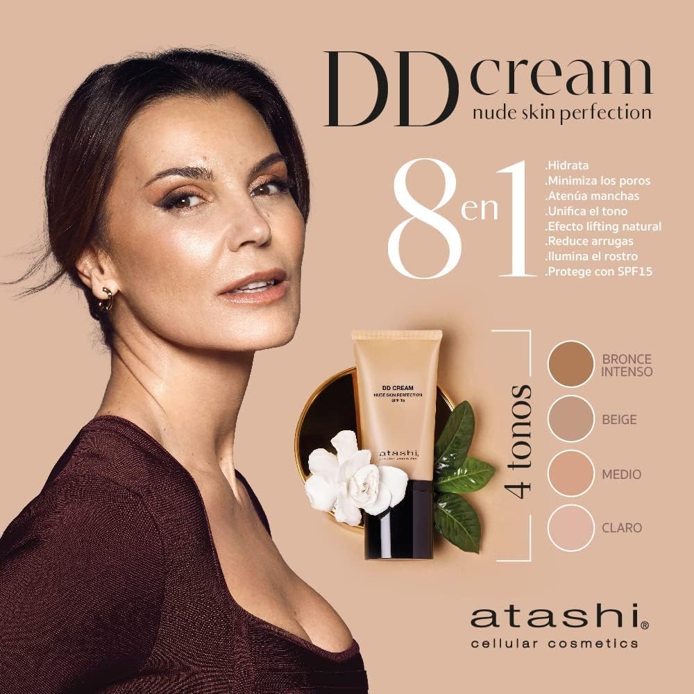 Atashi | DD Cream Nude Skin Perfection + Augenkontur Lifting Illuminating + Antialterung Mizellenwasser | Reduziert Falten, Lifting-Effekt | Reduziert Tränensäcke | Reinigenden, Beruhigenden
