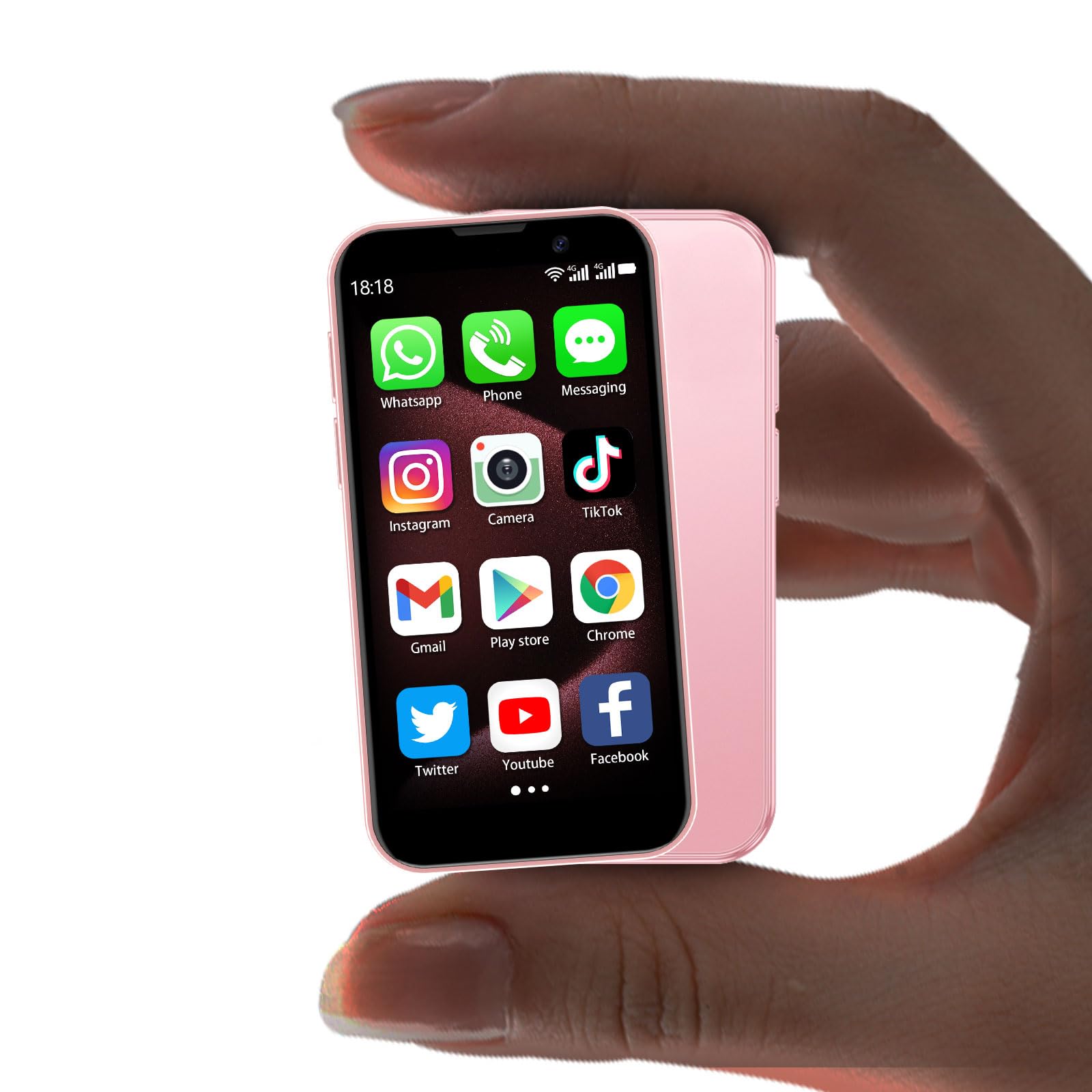 Photo 1 of BLKE Max Mini Phone Unlocked World's Smallest 3.0" HD Touch Screen Mini Smartphone Android Compact Mobile Phone for Kids &Students Cell Phone wih Quad-Core Dual SIM Face lD2GB+16GB Pink