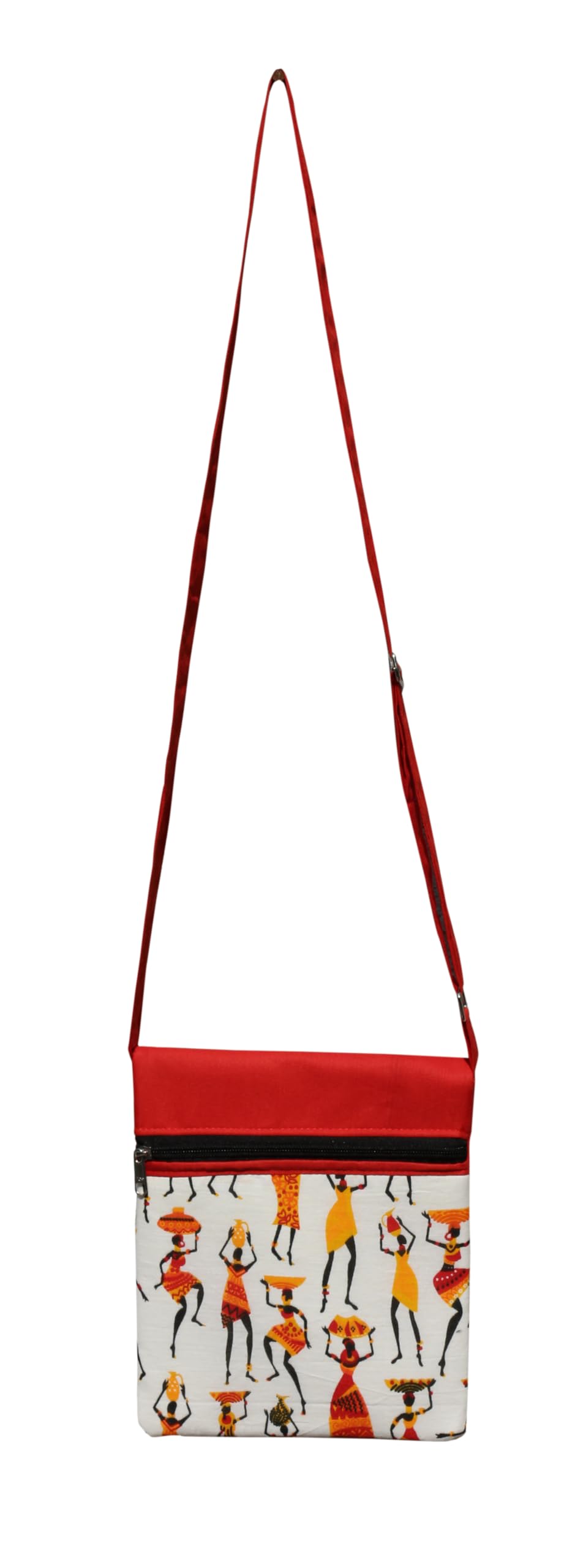 Solance Mandhania Warli Printed Cotton Sling Bags With Double Pocktes for Womens Red (B0CT3HDP3Z) Amazon Price History, Amazon Price Tracker