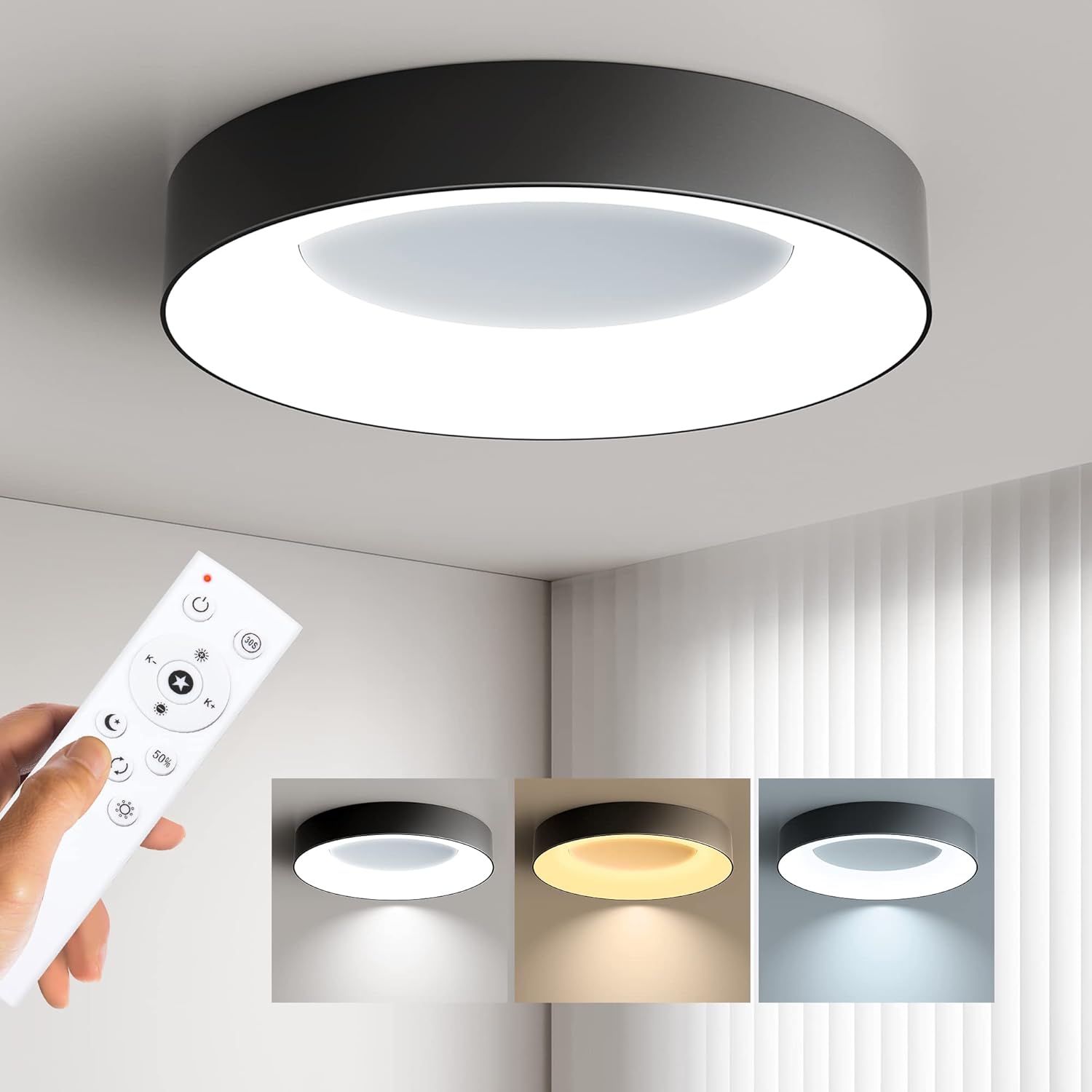 Annaror Lámpara de techo LED de montaje empotrado con control remoto