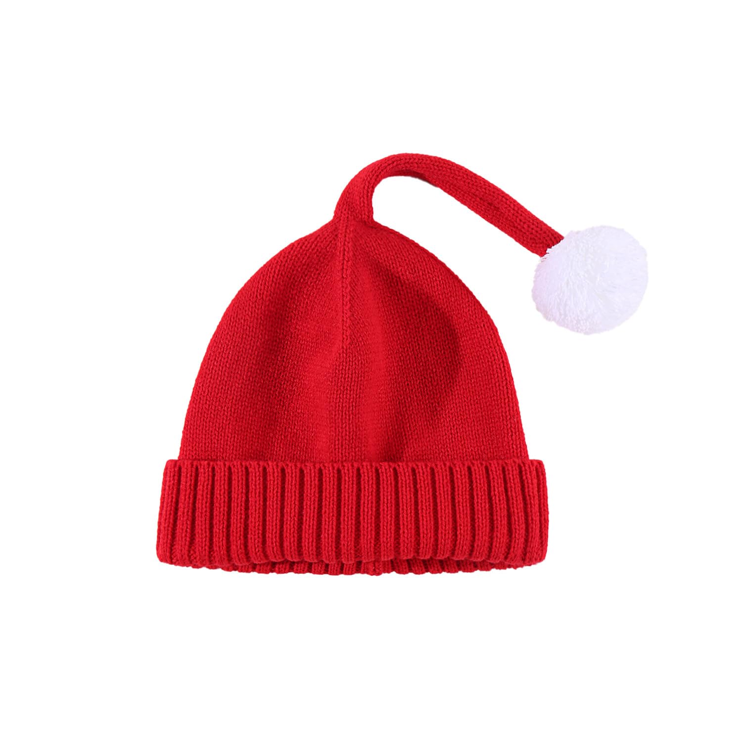 Santa Claus Baby Knitted hat, Children's Christmas hat, red Soft and Warm Knitted Christmas hat for Ages 0 to 3