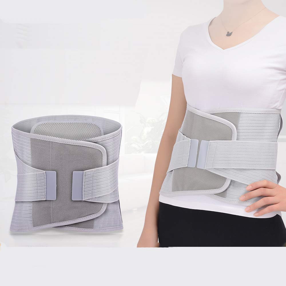 Fascia Lombare Supporto Schiena, Cintura Lombare di Sostegno in Rete Traspirante Cinturino Antiscivolo Regolabile Incorporata 4 Stecca Stabile per Il Sollievo dal Mal di Schiena,L
