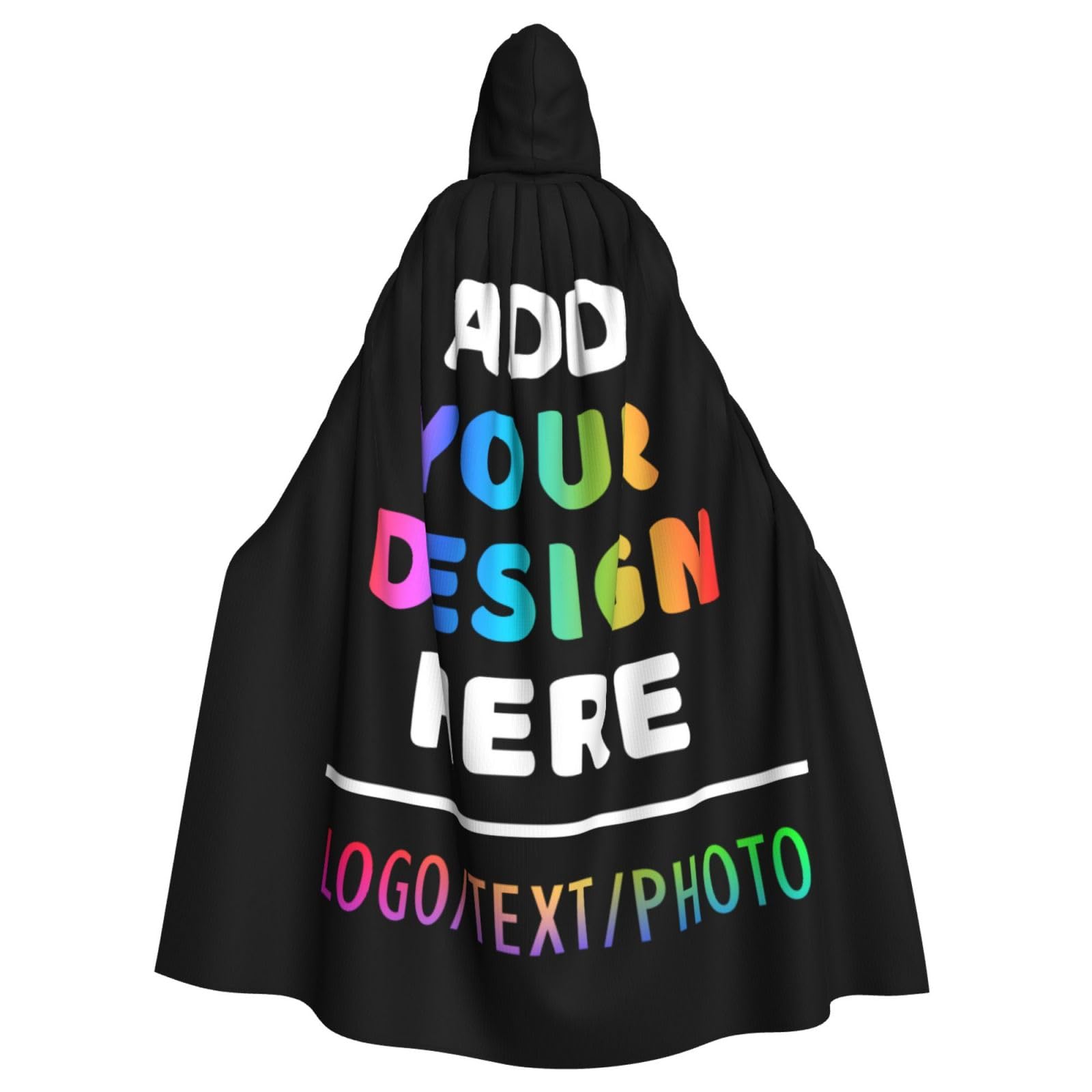 Custom Cape Personalised Black Cloak Add Your Text Logo Photo Custom Halloween Costumes Adult Cape With Hood Add Image Personalised Funny Gifts for Him Her Couple Friend, Masquerade Wedding Party — image 1