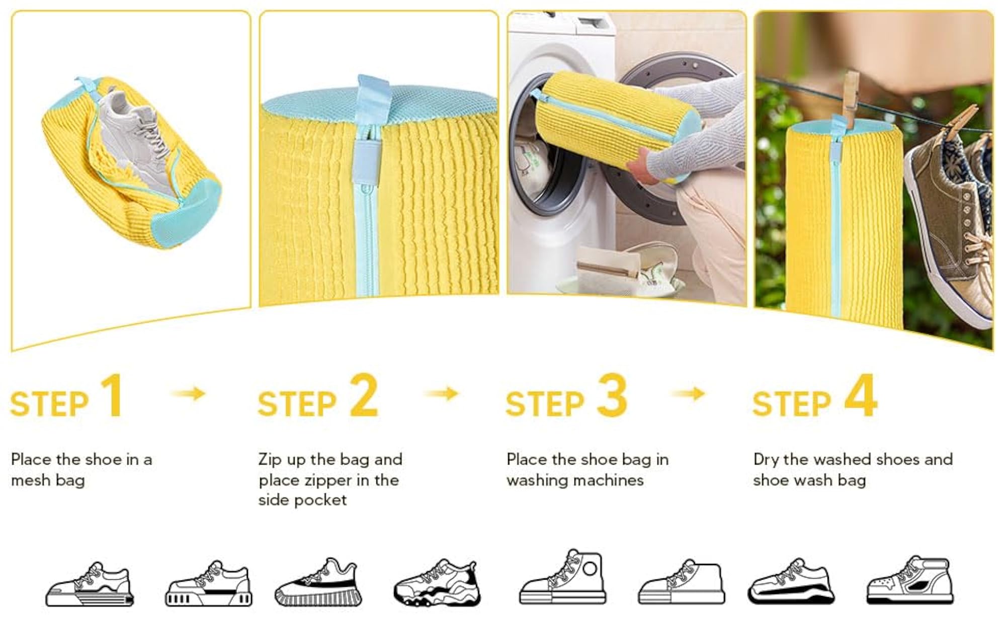 Reusable Washing Machine Bag for Shoes, Deep Cleaning Laundry Organizer